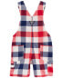 Фото #6 товара Toddler Plaid Shortalls 3T