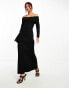 Bardot pleated knit maxi dress In black Черный, XS - EU 34 - фото #1