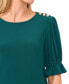 Women's Puff-Sleeve Button-Shoulder Knit Top