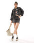 Pull&Bear oversized denim jacket in washed black