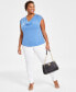 Фото #4 товара Plus Size Laced-Chain-Shoulder Top, Created for Macy's