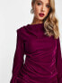 Фото #8 товара ASOS DESIGN high neck velvet drape mini dress in berry