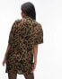 Topshop souvenir mini shirt dress in abtract print