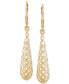 Lattice Work Elongated Teardrop Leverback Drop Earrings in 10k Gold