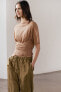 Фото #3 товара Брюки в пижамном стиле из жатой ткани — zw collection ZARA
