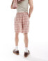 Фото #3 товара Reclaimed Vintage unisex short in pink check co-ord