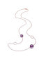 Фото #1 товара Sterling Silver Extra long 18K Rose Gold Plated Purple Cubic Zirconia Charm Necklace