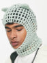 Фото #2 товара COLLUSION Unisex crochet balaclava with ears detail in green
