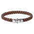 Фото #1 товара Brown Leather Bracelet Small Braided Raw Cognac RR-L0171-S