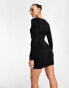 Фото #4 товара ASOS DESIGN asymmetric neck ruched sleeve mini dress in black