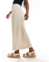 Фото #4 товара Monki Cilla rib jersey cropped wide leg trousers in beige