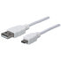 Фото #2 товара Manhattan USB-A to Micro-USB Cable - 1.8m - Male to Male - 480 Mbps (USB 2.0) - Hi-Speed USB - White - Lifetime Warranty - Polybag - 1.8 m - USB A - Micro-USB B - USB 2.0 - Male/Male - White
