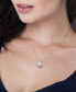 Фото #2 товара Macy's cultured Freshwater Pearl (8mm) & Diamond Accent Halo 18" Pendant Necklace in Sterling Silver