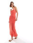 Фото #1 товара ASOS DESIGN crochet twisted strap maxi dress in coral