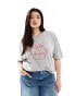 In The Style Plus cherry bow motif t-shirt in grey