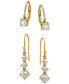 ფოტო #1 პროდუქტის 2-Pc. Set Cubic Zirconia Leverback & Drop Earrings in 18k Gold-Plated Sterling Silver, Created for Macy's