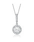 ფოტო #1 პროდუქტის Sterling Silver White Gold Plated Cubic Zirconia Round Stud Style Drop Pendant