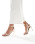 Glamorous Wide Fit bow barely there heeled sandals in gold