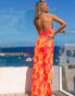 South Beach x Misha Grimes blurred floral print mesh maxi beach summer dress in pink