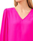 Фото #3 товара Women's Long-Sleeve Smocked-Cuff V-Neck Blouse