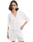 Фото #1 товара Mango cheesecloth short sleeve co-ord shirt in white