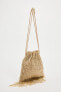 Beaded bucket bag with rhinestones