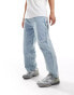 Фото #1 товара Pull&Bear carpenter cargo jeans in light blue