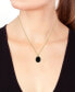 ფოტო #2 პროდუქტის EFFY® Onyx & Diamond Accent Oval 18" Pendant Necklace in 14k Gold