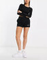 Napapijri Morgex premium tonal logo fleece high waist shorts in black