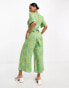 Nobody's Child Winnie button jumpsuit in green print