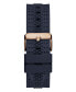 ფოტო #3 პროდუქტის Men's Rose Gold-Tone Navy Genuine Leather, Silicone Strap, Multi-Function Watch, 46mm