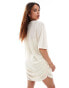 ASOS DESIGN crochet t-shirt mini dress in cream Бежевый, L - EU 44-46 - фото #4