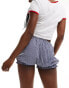 COLLUSION puffball micro shorts in blue check