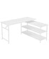 Фото #1 товара Modern L-Shaped Desk with Storage Shelves, 360°Rotating Desk Corner Computer Desk Study Writing Table Workstation with Open Shelves for Home Office, High Glossy Finish (White)