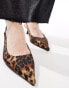 ASOS DESIGN Wide Fit Stroll slingback kitten heeled shoes in leopard - MULTI