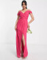 TFNC – Bridesmaid – Wickelkleid in Fuchsia-Rosa mit drapierter Schulter