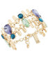 Фото #1 товара Gold-Tone Multicolor Crystal & Stone Double-Row Flex Bracelet, Created for Macy's