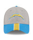 Men's Heather Gray, Powder Blue Los Angeles Chargers Striped 39THIRTY Flex Hat