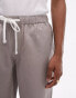 Topman straight linen blend trousers in stone