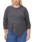 ფოტო #1 პროდუქტის Plus Size Asymmetric-Hem Sweater