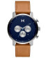 Men's Chronograph Tan Leather Strap Watch 45mm