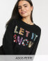 ASOS DESIGN Petite Charity Christmas jumper sequin let it snow for ASOS Foundation