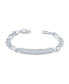Bar Name Plated identification ID Bracelet For Men 6.5 MM Figaro Chain Link 250 Gauge .925 Sterling Silver Made In Italy 8 Inch