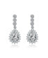 Фото #2 товара Sterling Silver with White Gold Plated Clear Pear and Round Cubic Zirconia Halo Drop Earrings
