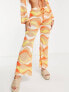 Фото #1 товара New Girl Order festival knit tie front flare trousers co-ord in orange