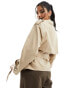 Stradivarius cropped trench coat in beige