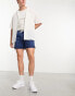 ASOS DESIGN pull on shorter length denim shorts in mid wash blue Синий, W26 - фото #4