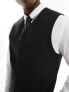 ASOS DESIGN slim linen mix suit waistcoat in black