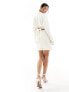 Фото #3 товара Pretty Lavish cut-out blazer mini dress in cream