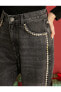 Фото #2 товара Yüksek Bel Zımba Işlemeli Kot Pantolon - Straight Jean
